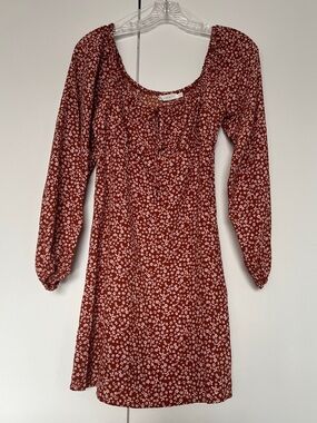 LUSH Burnt Orange Floral Long-Sleeve Dress NWOT